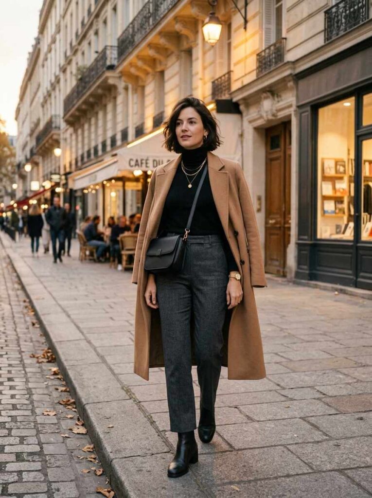 Black Turtleneck with Straight-Leg Pants